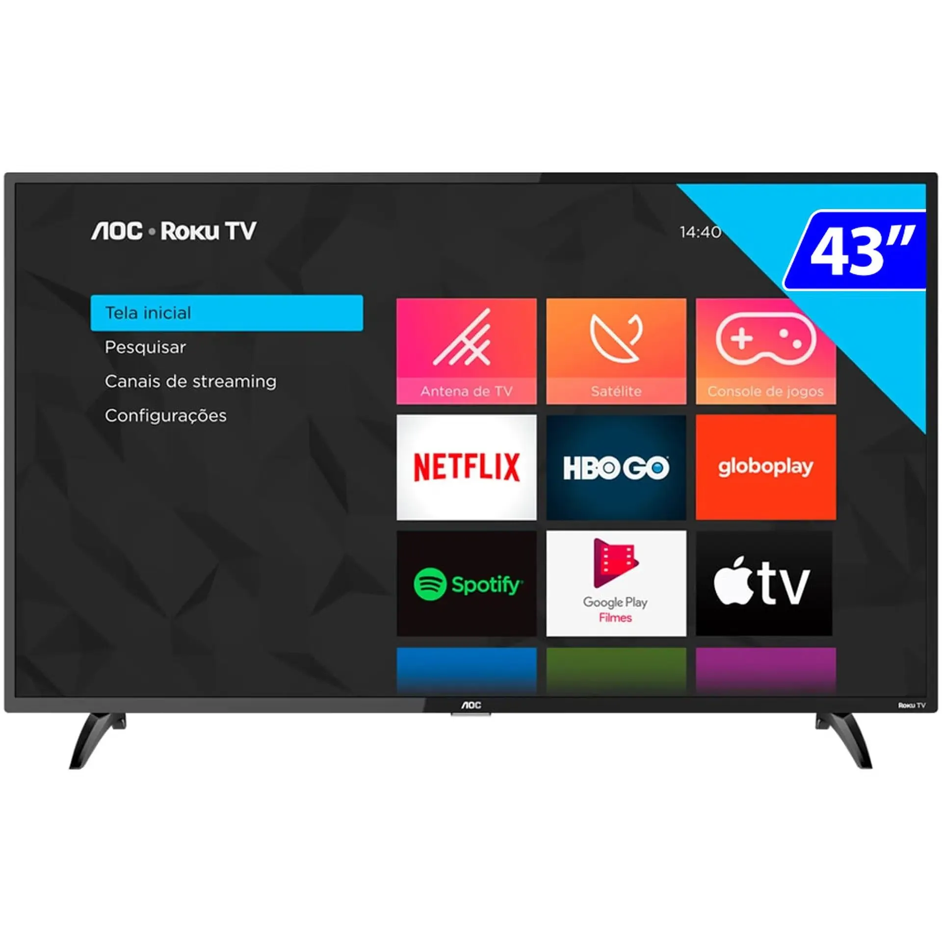 Smart TV AOC LED 43" Full HD Wi-Fi Roku USB 43S5195