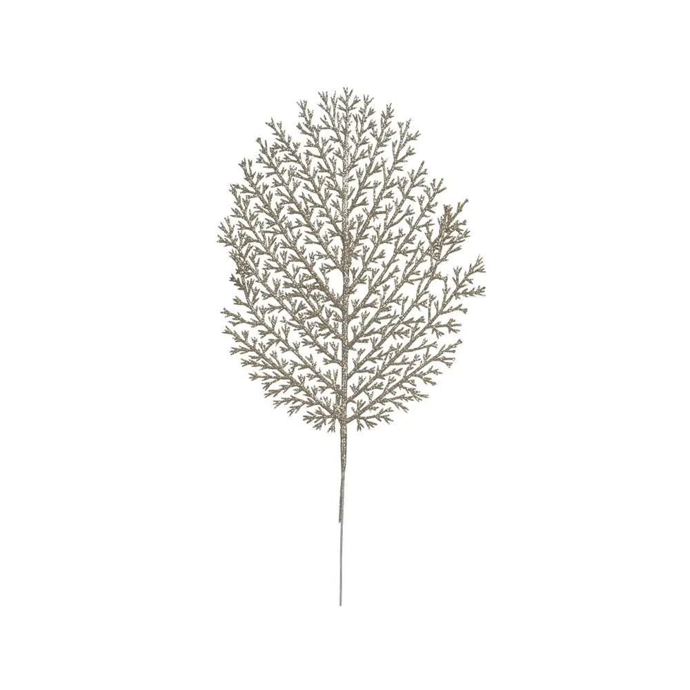 Haste Folha de Samambaia com Glitter Rosé 38cm