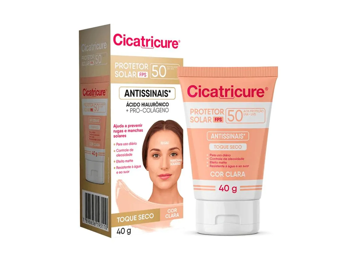 Protetor Solar Facial Cicatricure Antissinais FPS50 Cor Clara 40g