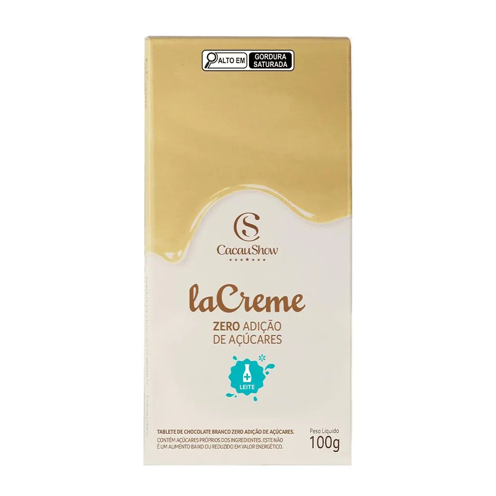 TABLETE LACREME BRANCO ZERO ADIÇÃO DE AÇÚCAR 100G