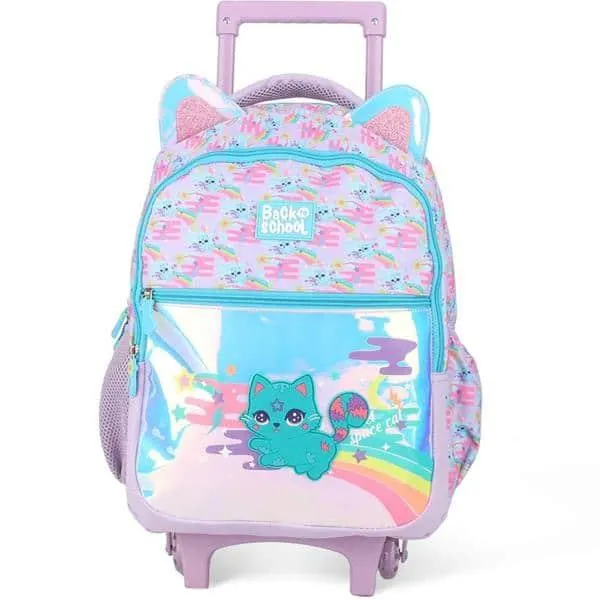 Mochila Escolar Infantil de Rodinhas Cat Lilás Happy-time - PT 1 UN