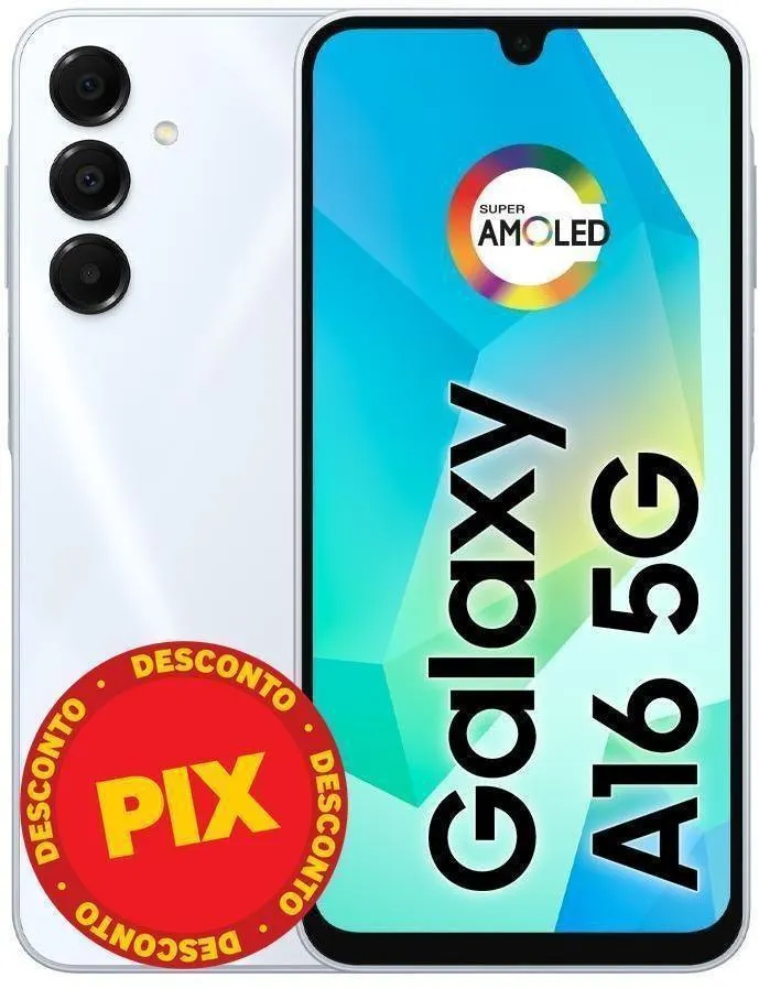 Smartphone / Telefone Celular Samsung Galaxy A16 5G 128GB 4GB RAM Câmera50MP Tela 6.7" NFC IP54 Bateria 5000MAH Cinza