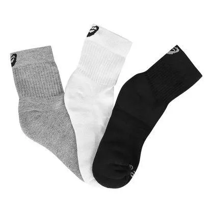 Meia ASICS Basic - Pack com 3 pares - Unissex - Branco, Cinza e Preto