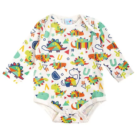 body manga longa dino meia malha bebê tip top