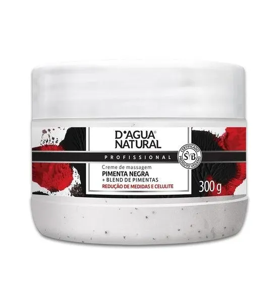 Creme Para Massagem D'agua Natural Pimenta Negra 300g