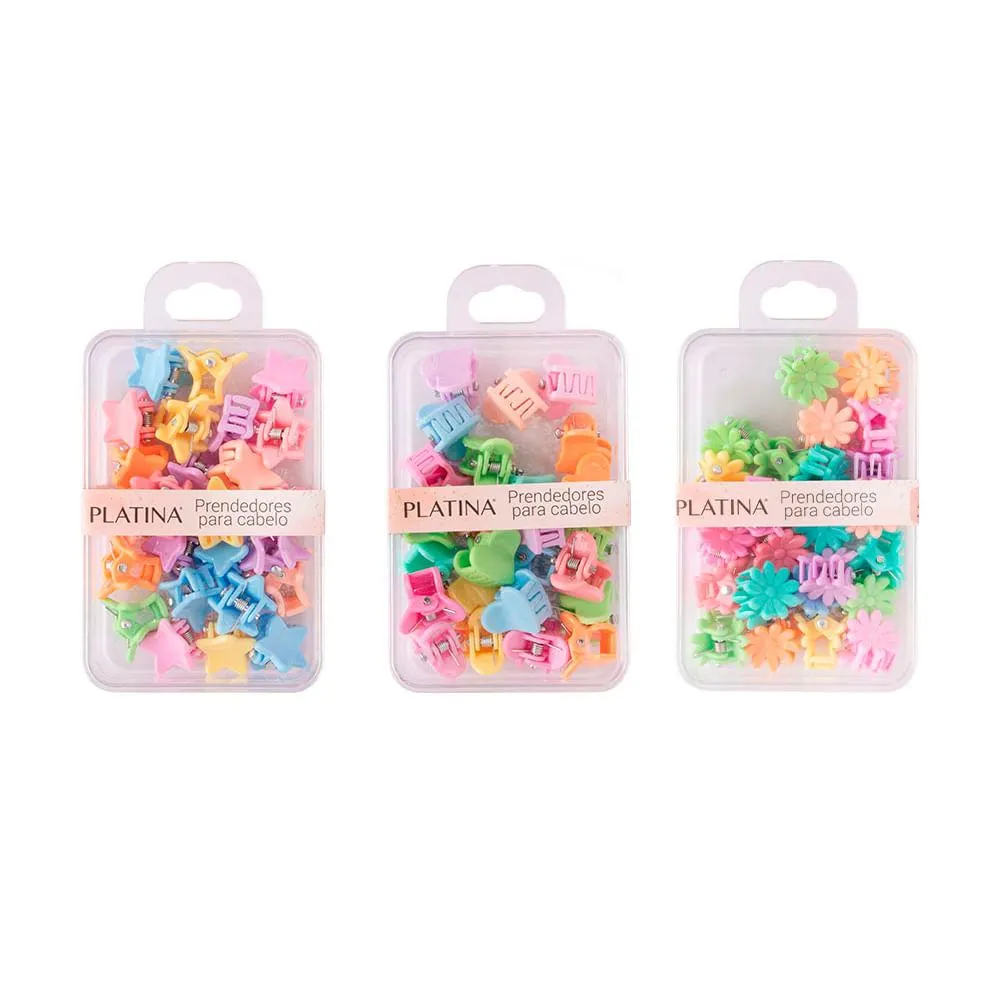 Kit Prendedor Cabelo Plástico Sortido 24 Peças 5,4x9,5x2,4cm CB3612 - Moment
