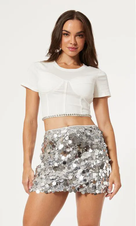 Cropped Bojo Detalhe Strass - Off