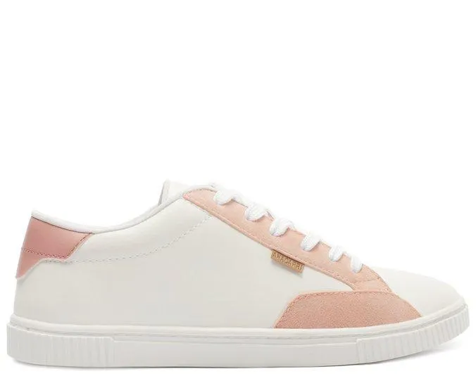 Tênis Branco e Rosa Camurça Flat