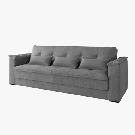 Sofá-cama Reclinável 3 Lugares Maria Suede Cinza