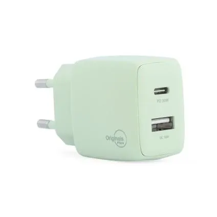 Carregador USB-C/USB, 30W, 2 Portas, Originais iPlace, Verde