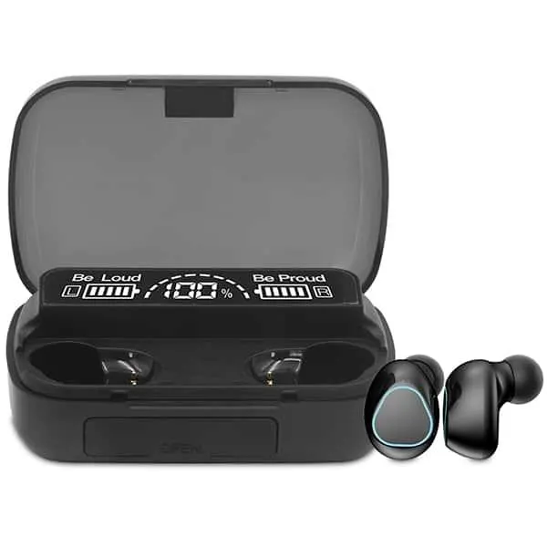 Fone de Ouvido Sem Fio Bluetooth TWS M10 Preto com Estojo de Carga 1200mAh com Função Power Bank, Loop Way - CX 1 UN