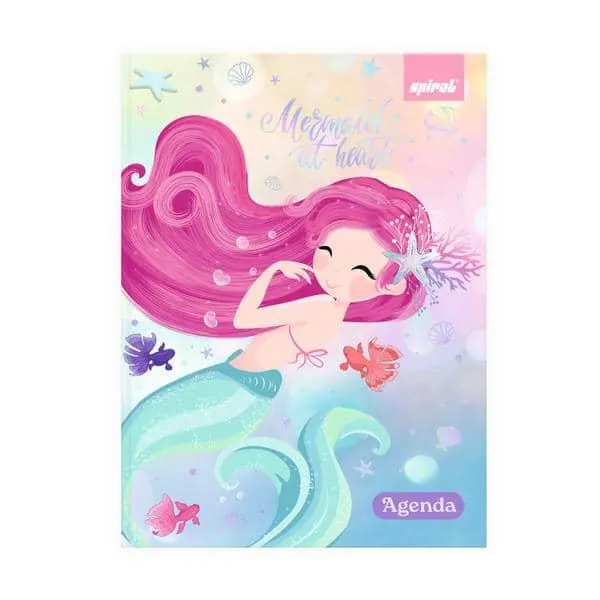 Agenda escolar permanente, Tendency Sereia, 114 folhas, 2635167, Spiral Ten - PT 1 UN
