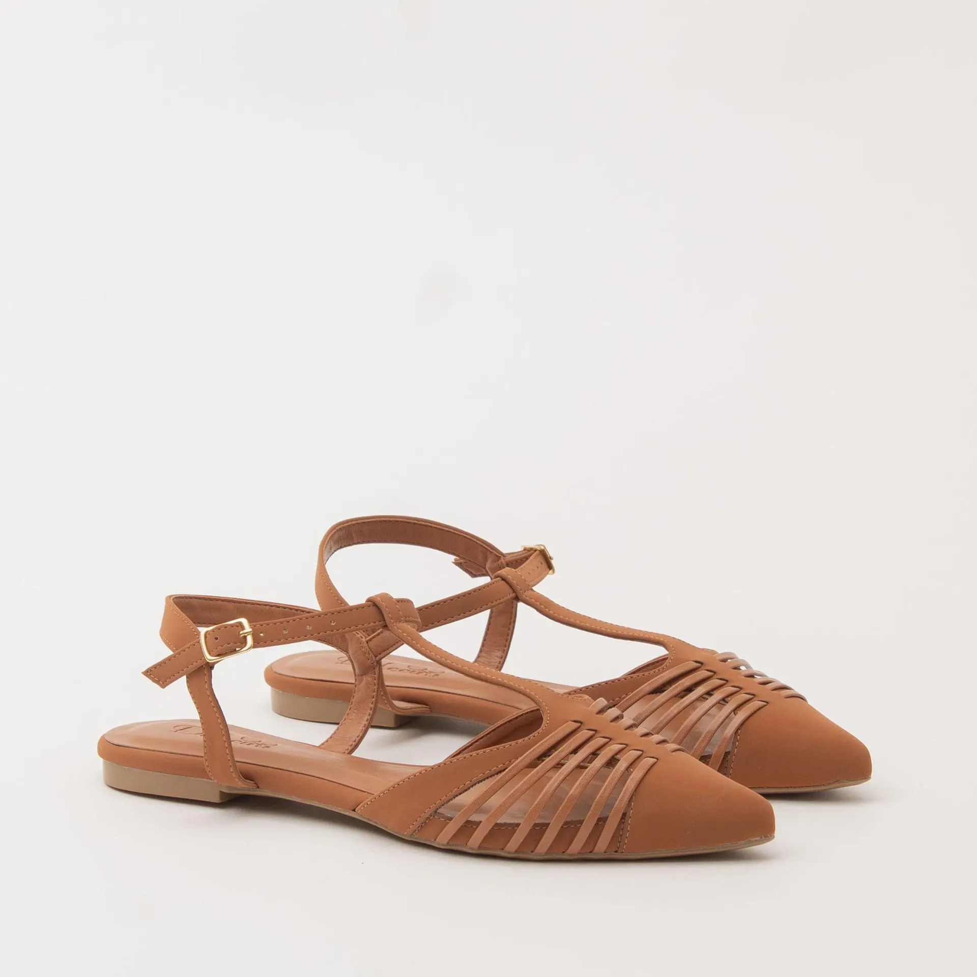 Sapatilha bico fino biqueira fechada - CAMEL