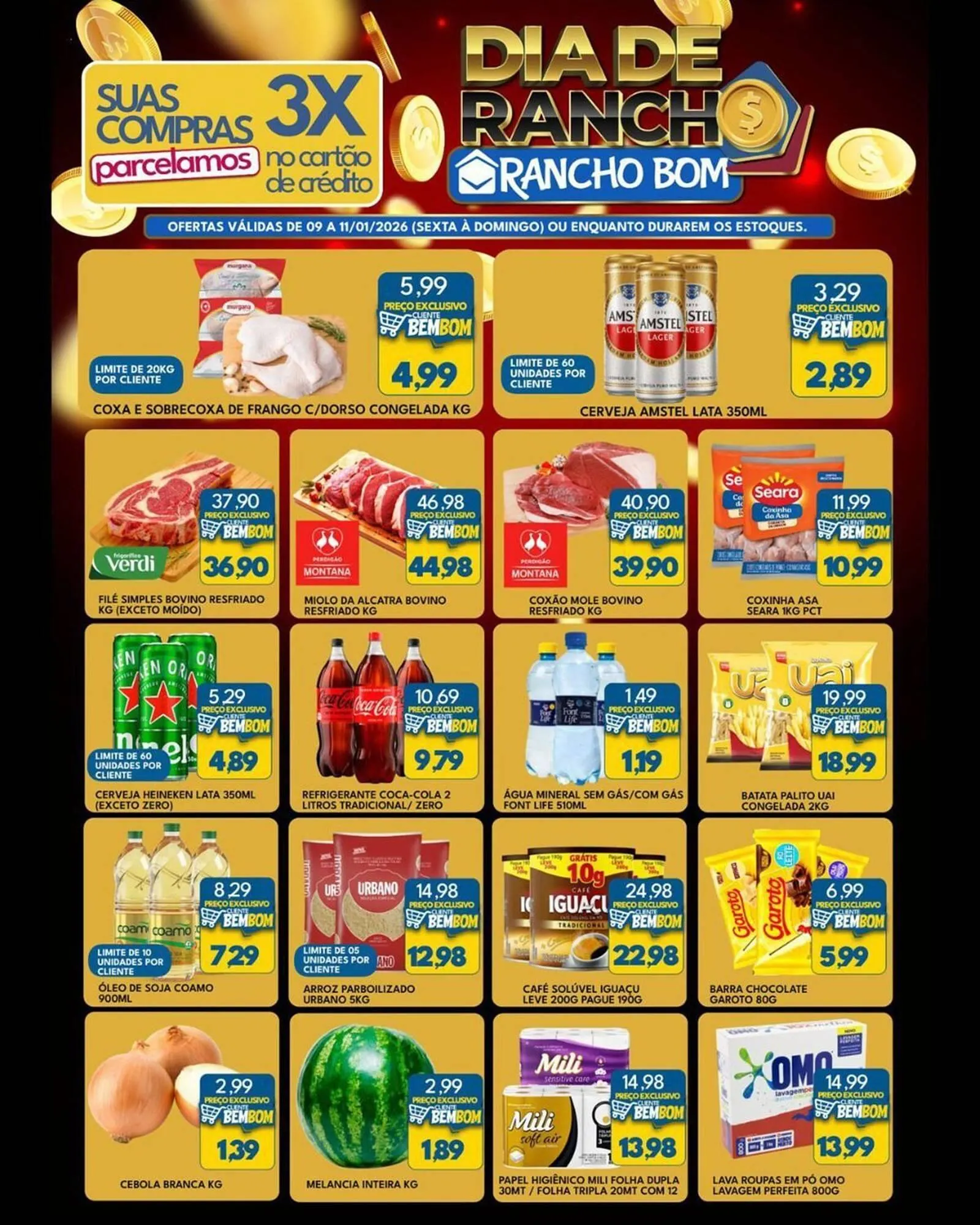 Encarte de Catálogo Rancho Bom Supermercados 9 de janeiro até 11 de janeiro 2026 - Pagina 1