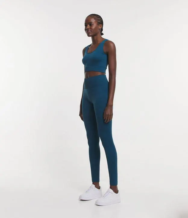 Calça Legging Esportiva em Poliamida sem Costura Azul