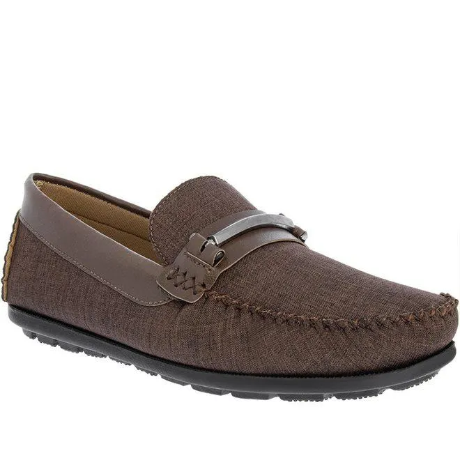 Mocassim Woche Aplicação Recortes Tecido Marrom