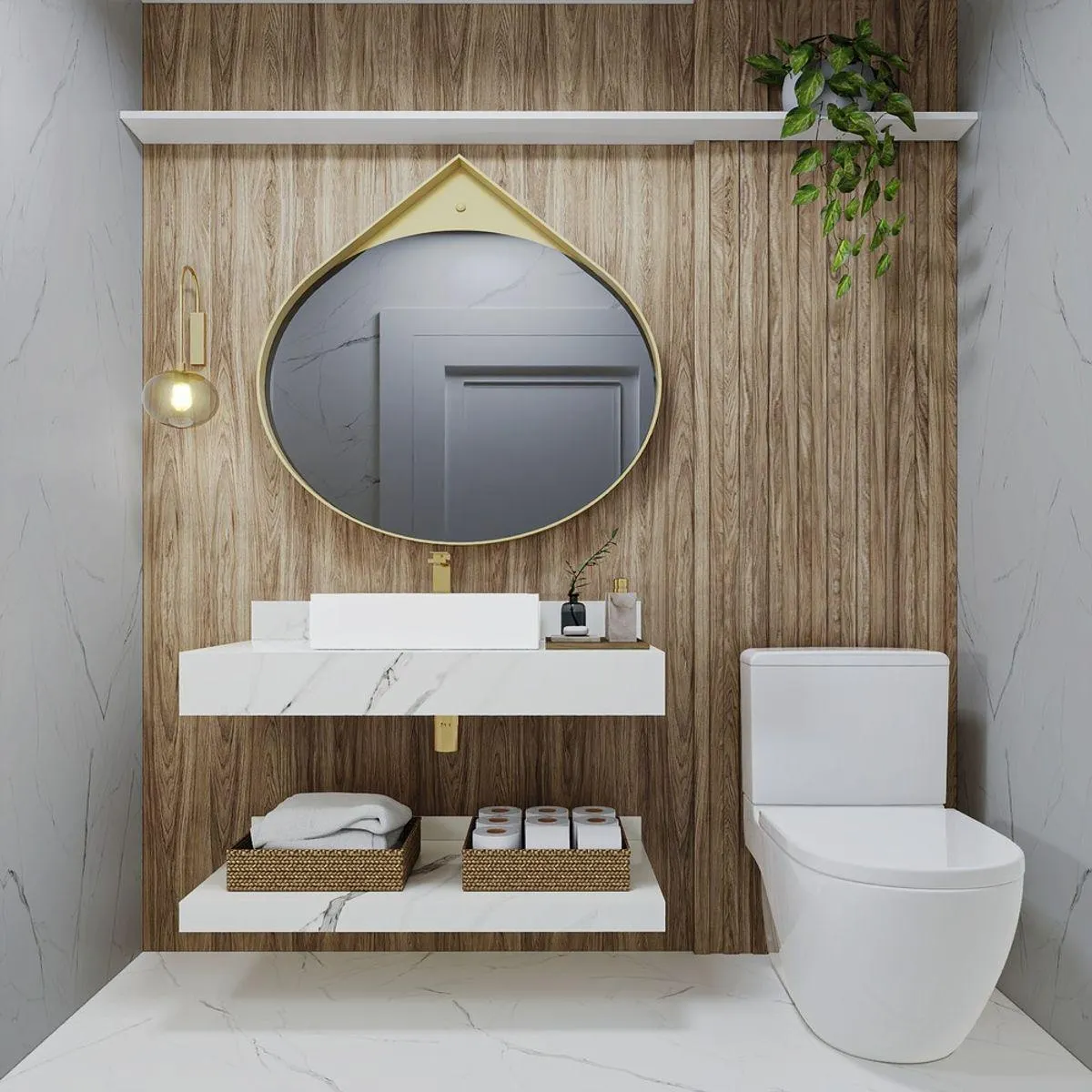 Bancada De Porcelanato 80Cm Milao Sem Cuba Branca Darabas