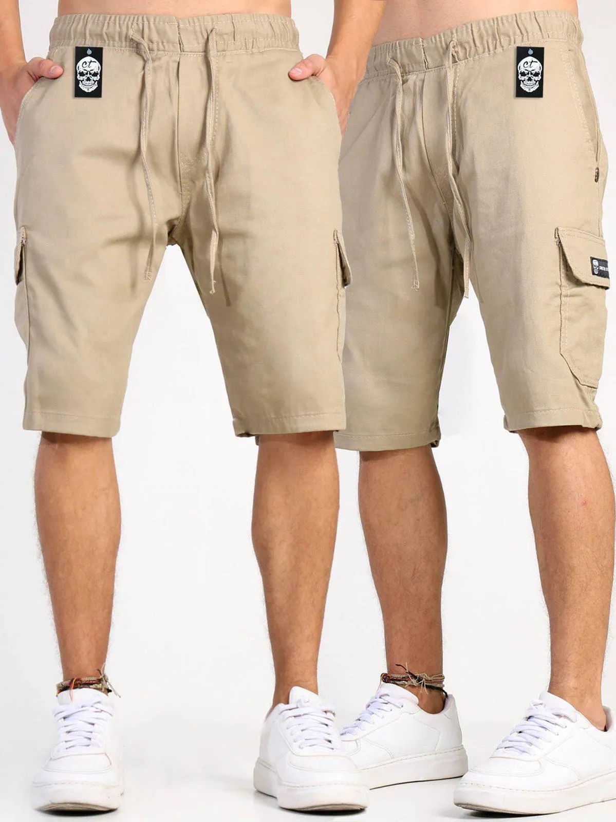 Bermuda Jogger Cargo Masculina Bege