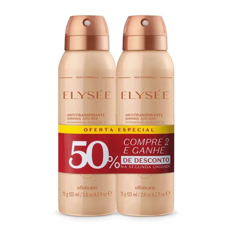 Kit Desodorante Antitranspirante Aerossol Elysée 2x75g/125ml