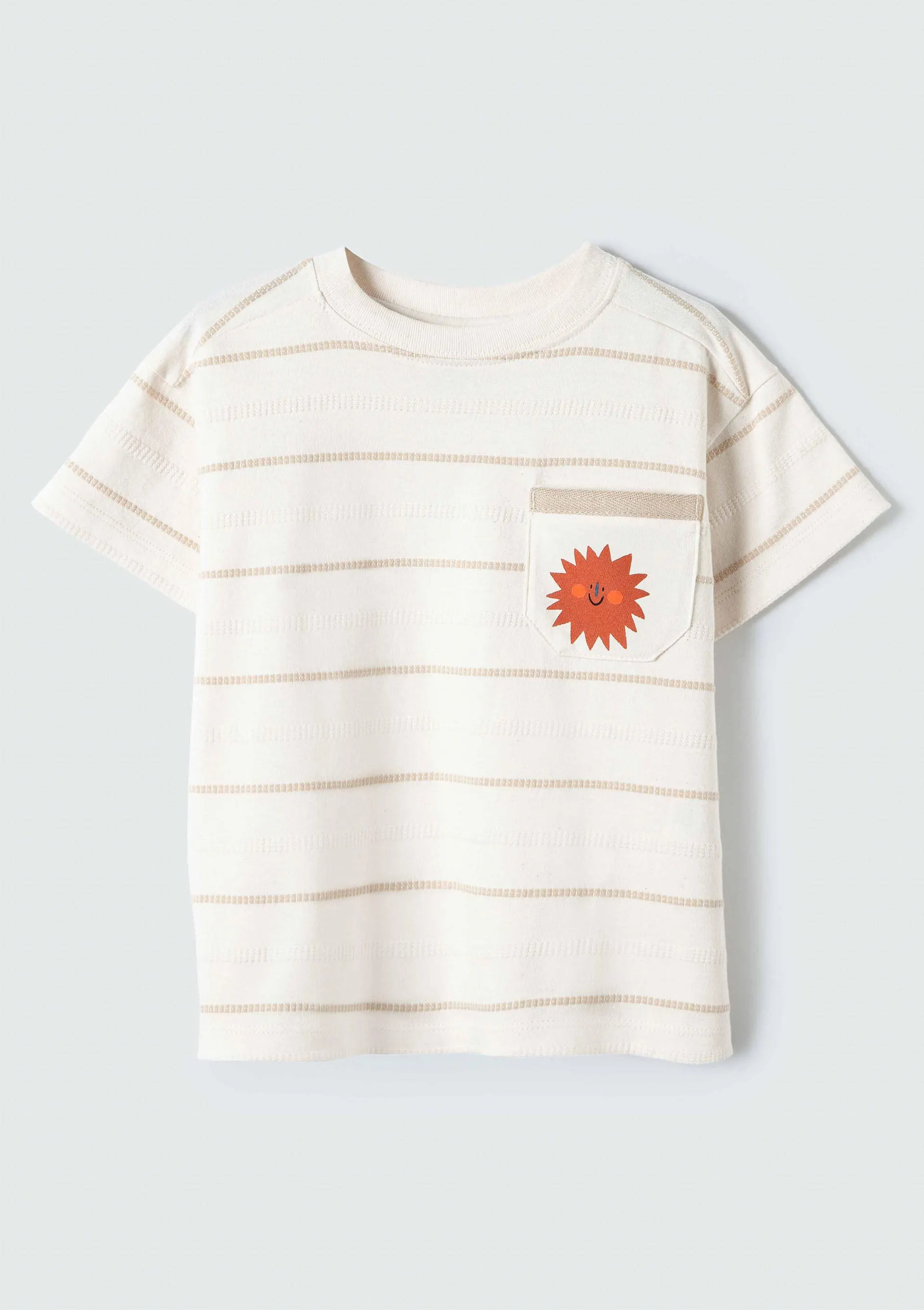 Camiseta Infantil Menino Toddler Listrada Em Fio Tinto - Off White