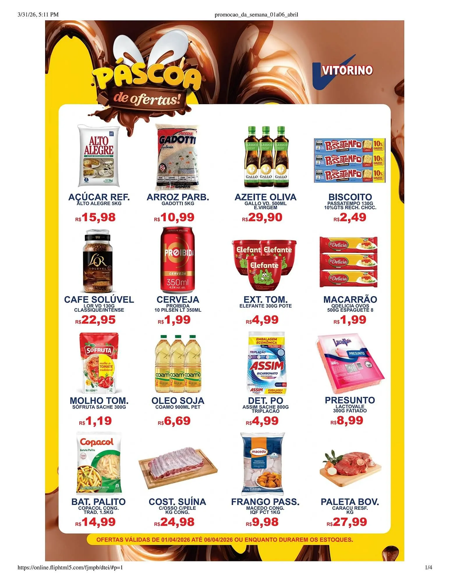 Encarte de Catálogo Supermercado Vitorino 31 de março até 6 de abril 2026 - Pagina 1