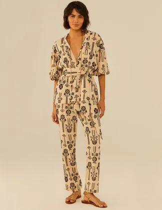 Calça Bordado Ponto Cruz