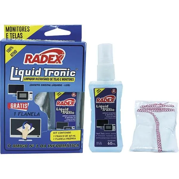 Limpador de telas c/60ml Liquid Tronic + flanela Radex CX 1 UN