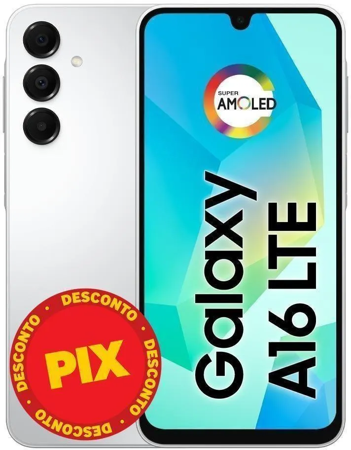 Smartphone / Telefone Celular Samsung Galaxy A16 4G 128GB 4GB RAM Câmera50MP Tela 6.7" NFC IP54 Bateria 5000MAH Cinza