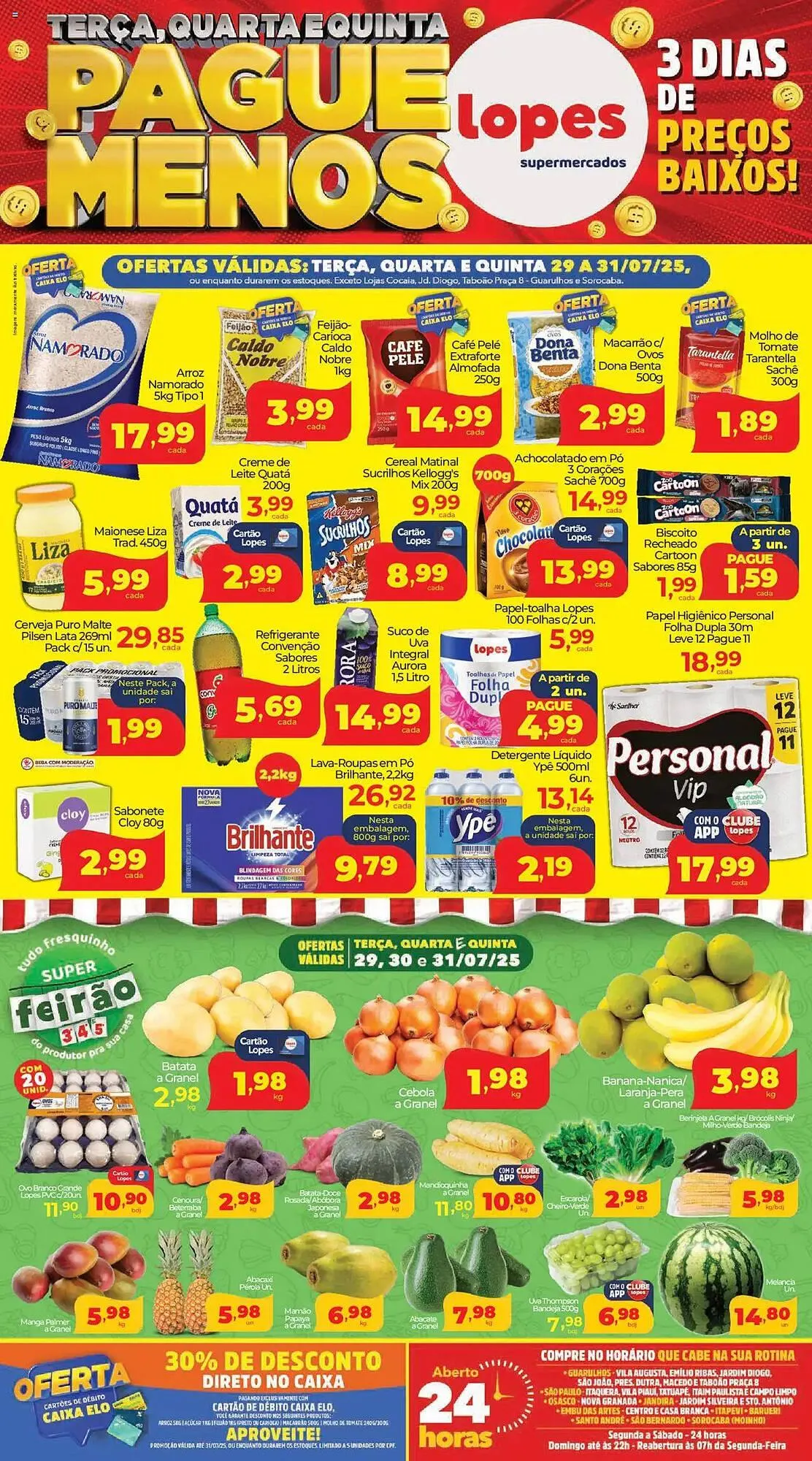Encarte de Catálogo Lopes Supermercados 29 de julho até 31 de julho 2025 - Pagina 1
