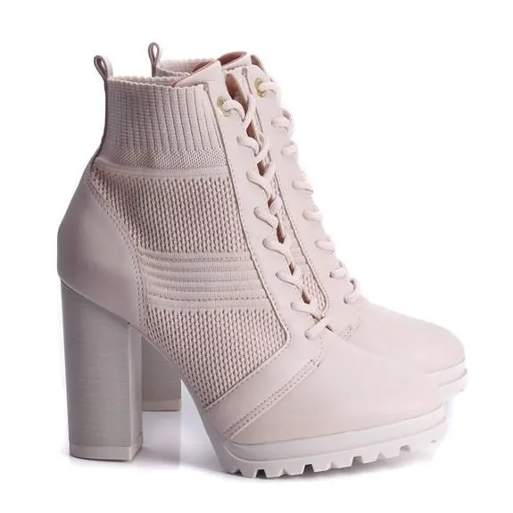 Coturno Salto Alto Knit Feminino Vizzano