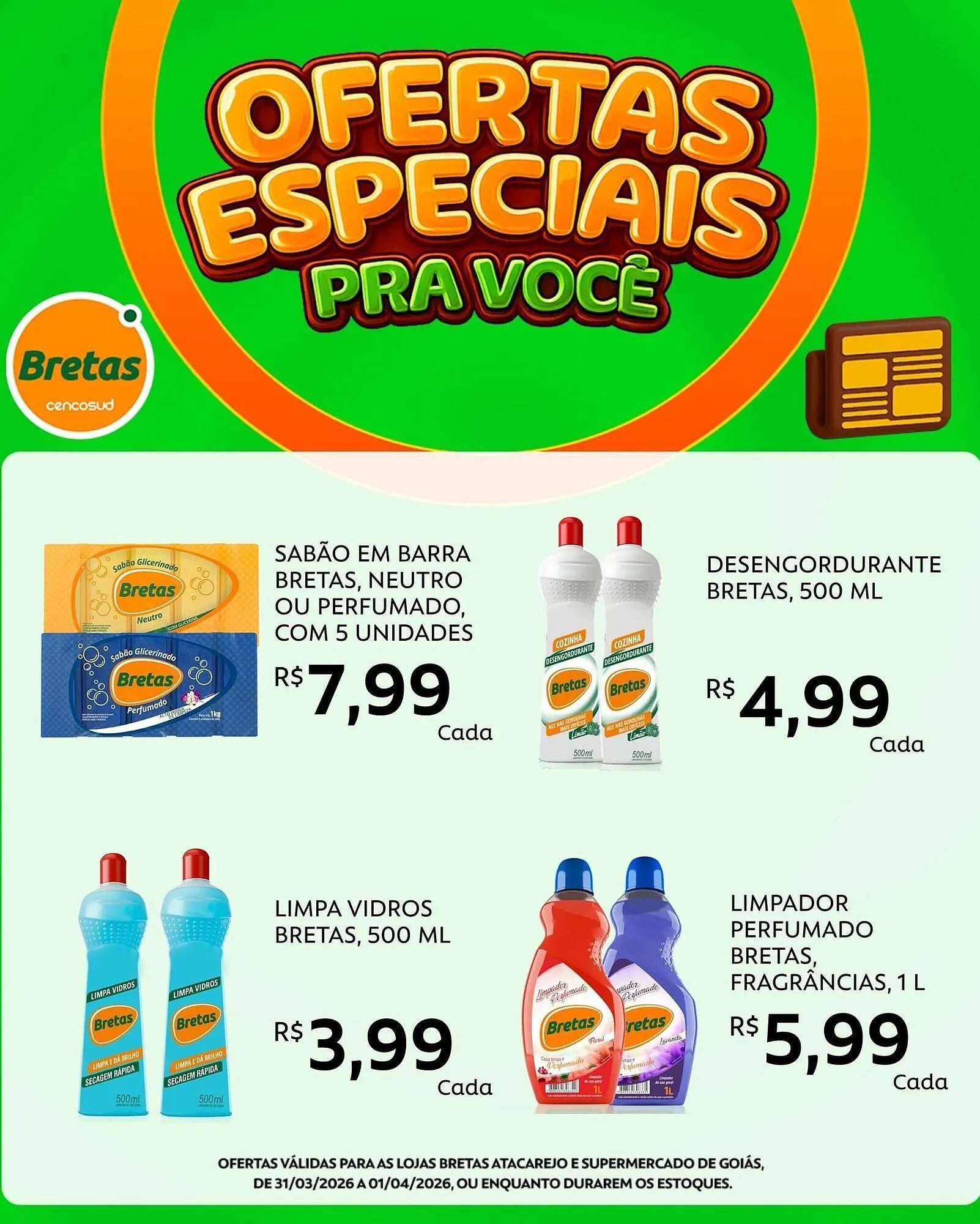 Encarte de Catálogo Supermercados Bretas 31 de março até 1 de abril 2026 - Pagina 1