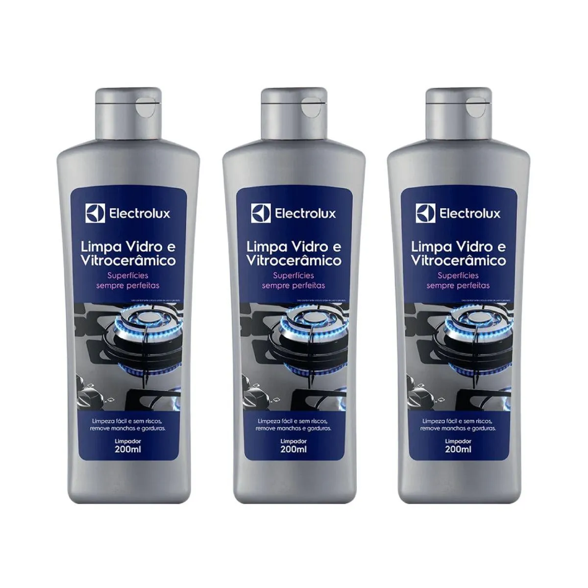 Kit Limpa Vidro e Vitrocerâmico de Indução Electrolux Remove Manchas e Gorduras 3 unidades