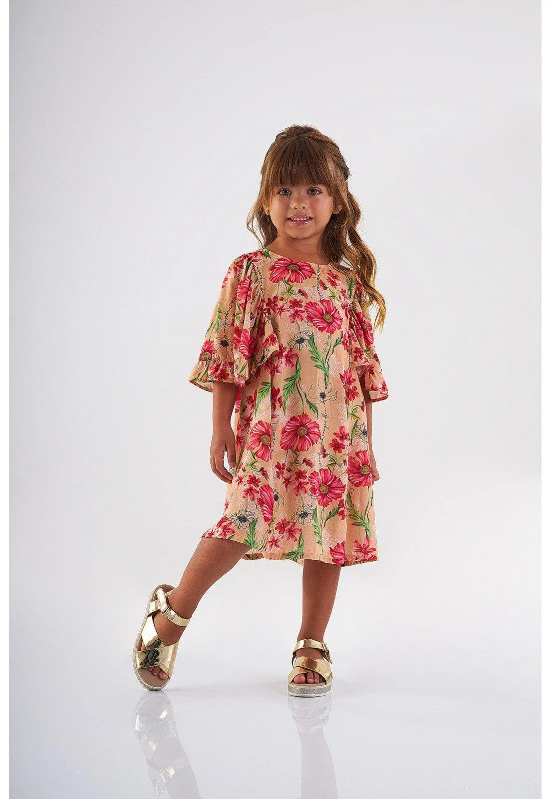 Vestido Midi Festas Infantil Up Baby Bege