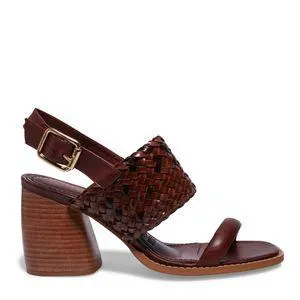 Sandália Marrom Escuro Couro Salto Bloco