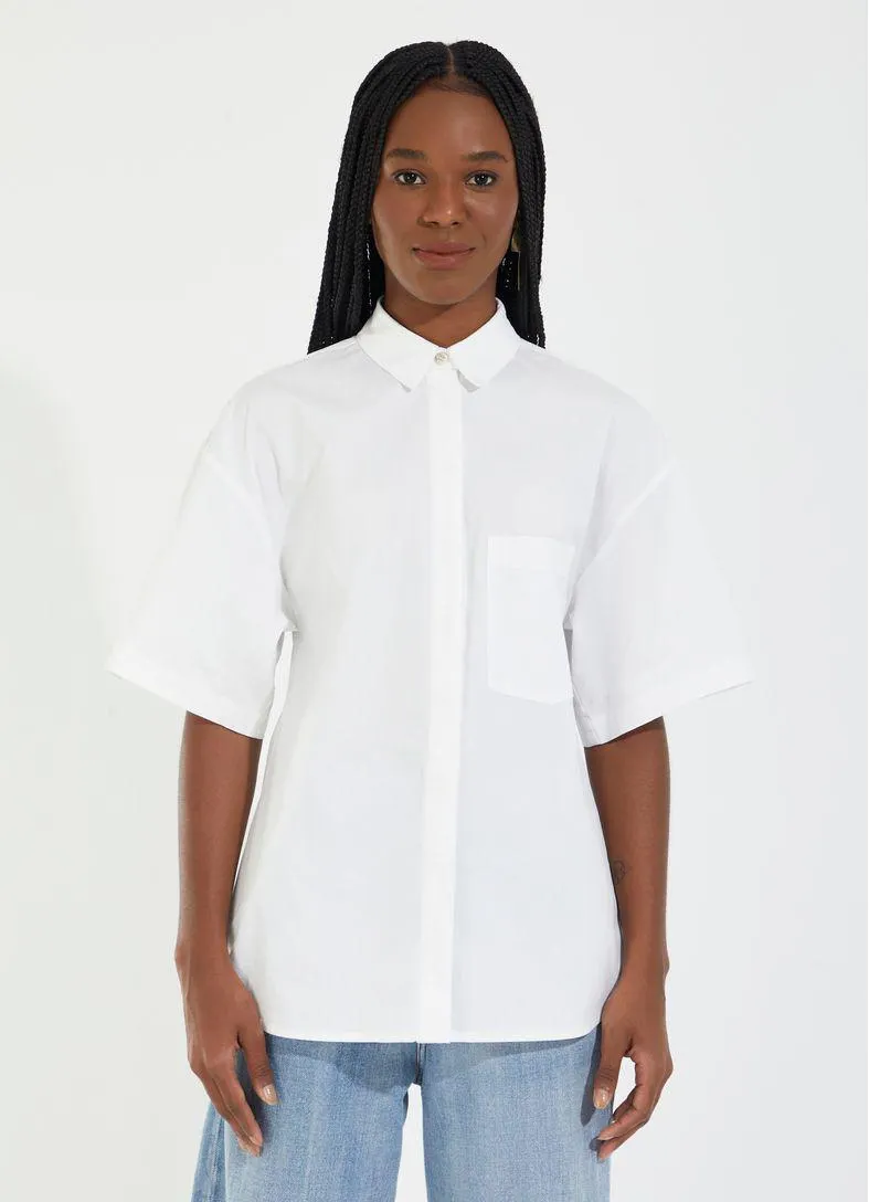 Camisa algodão maxi collab camila coutinho off white