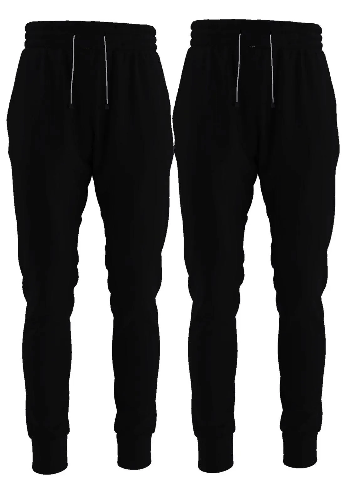 Kit 2 Calças Moletom Jogger Slim Lisa Confortável Com Elástico E Bolsos Preto