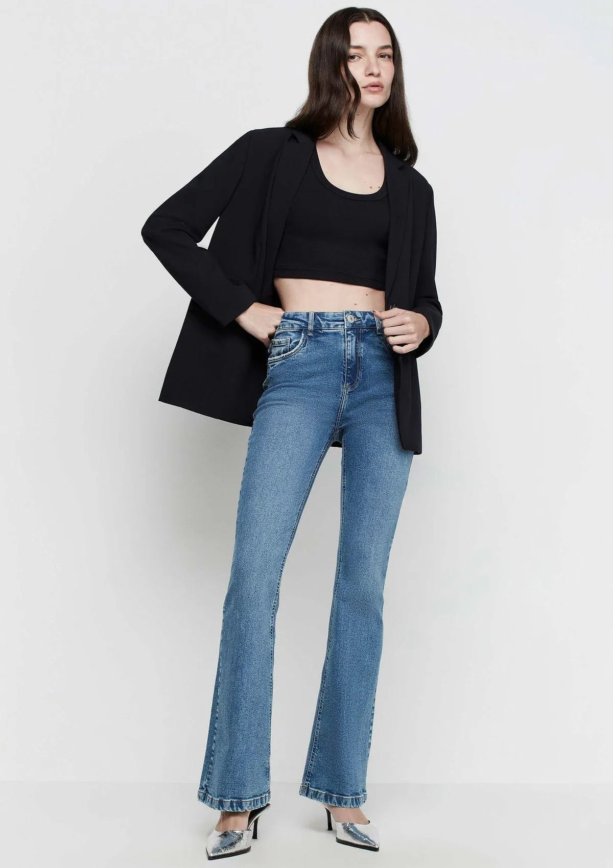 Calça Jeans Flare Slim Cintura Alta - Azul