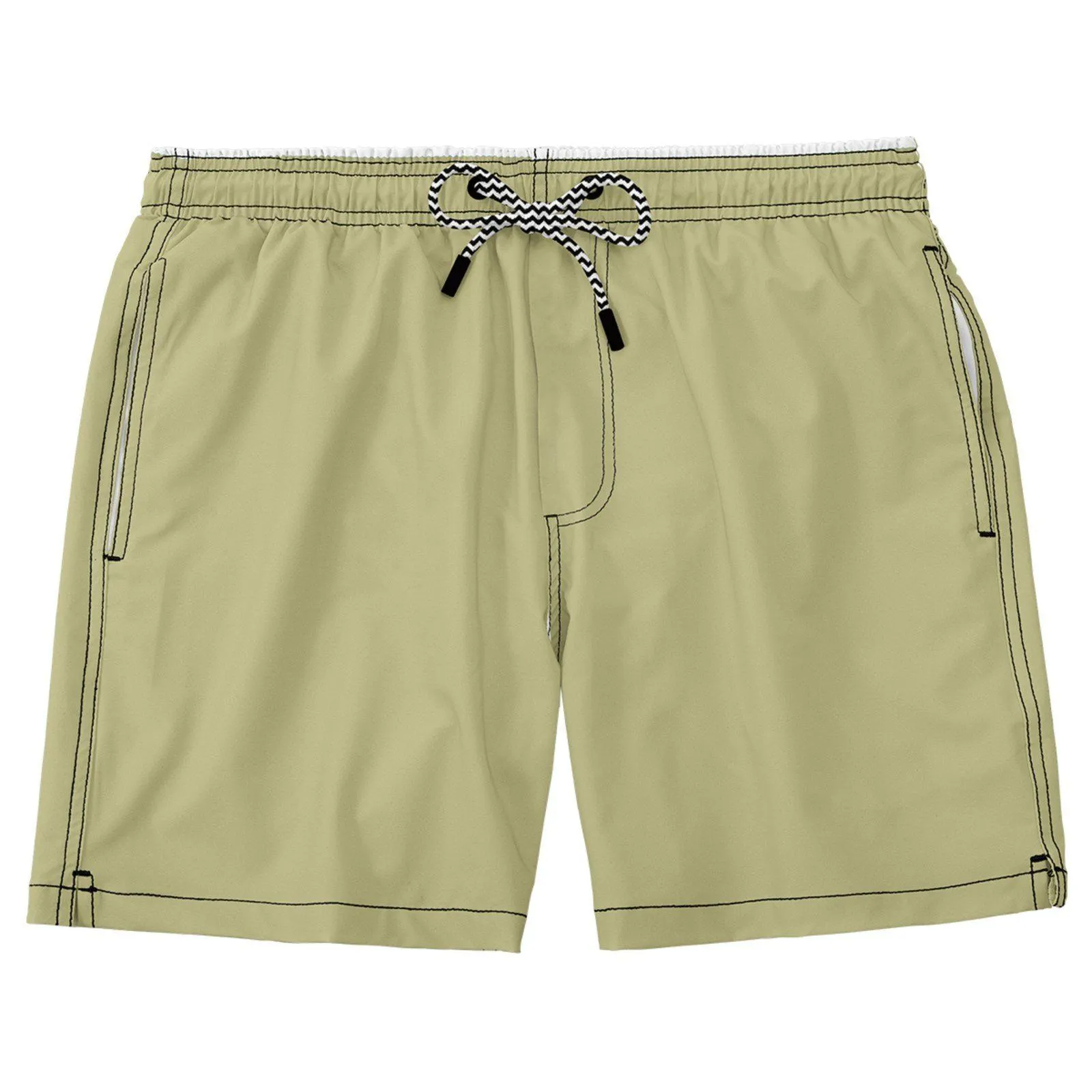 Short Masculino Off White Mauricinho Dia a Dia Bermuda Tactel Esportiva Bege