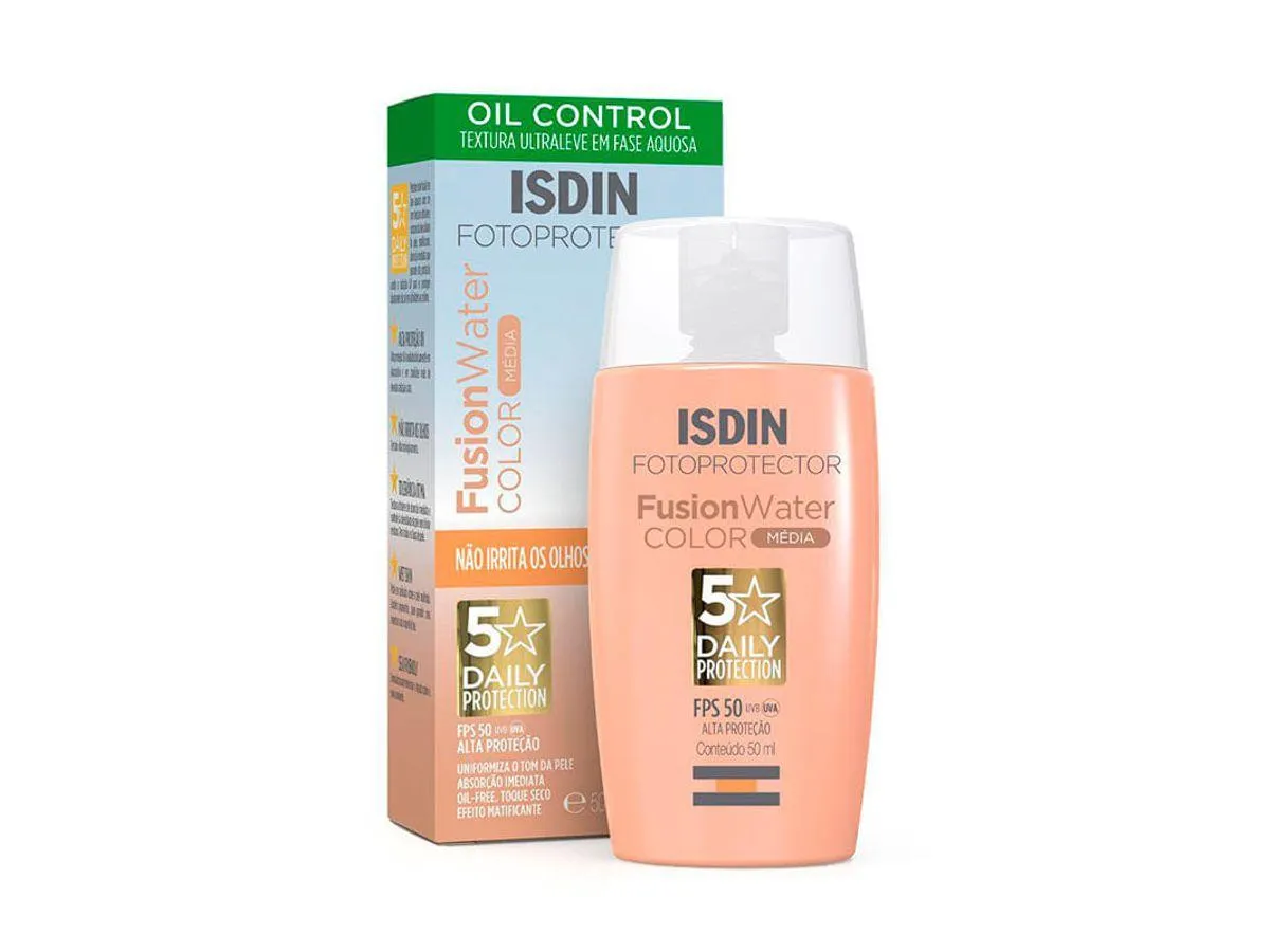 Protetor Solar Facial Isdin Fotoprotector Fusion Water FPS50 Cor Média 50ml