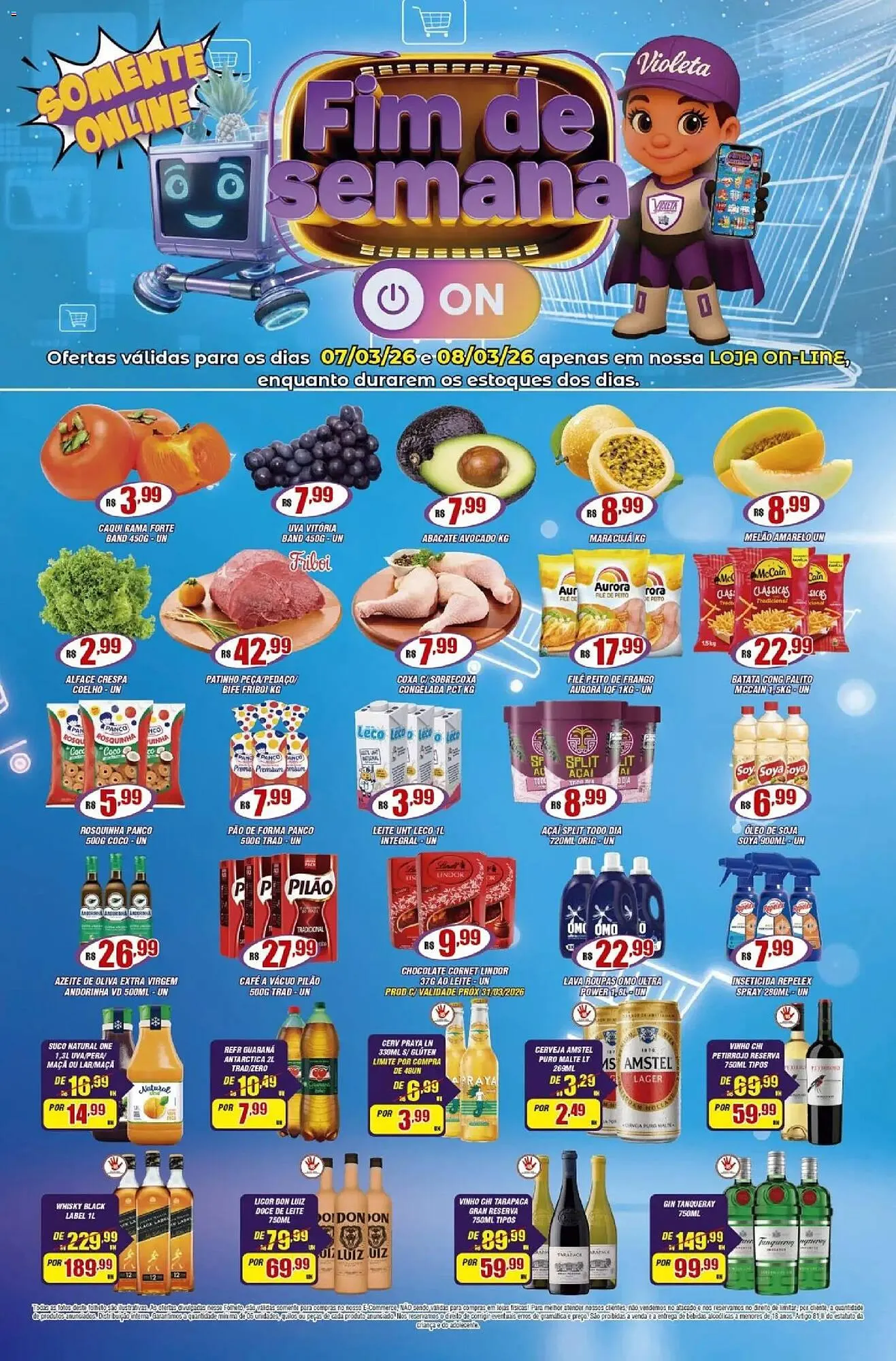 Encarte de Catálogo Violeta Supermercados 7 de março até 9 de março 2026 - Pagina 1