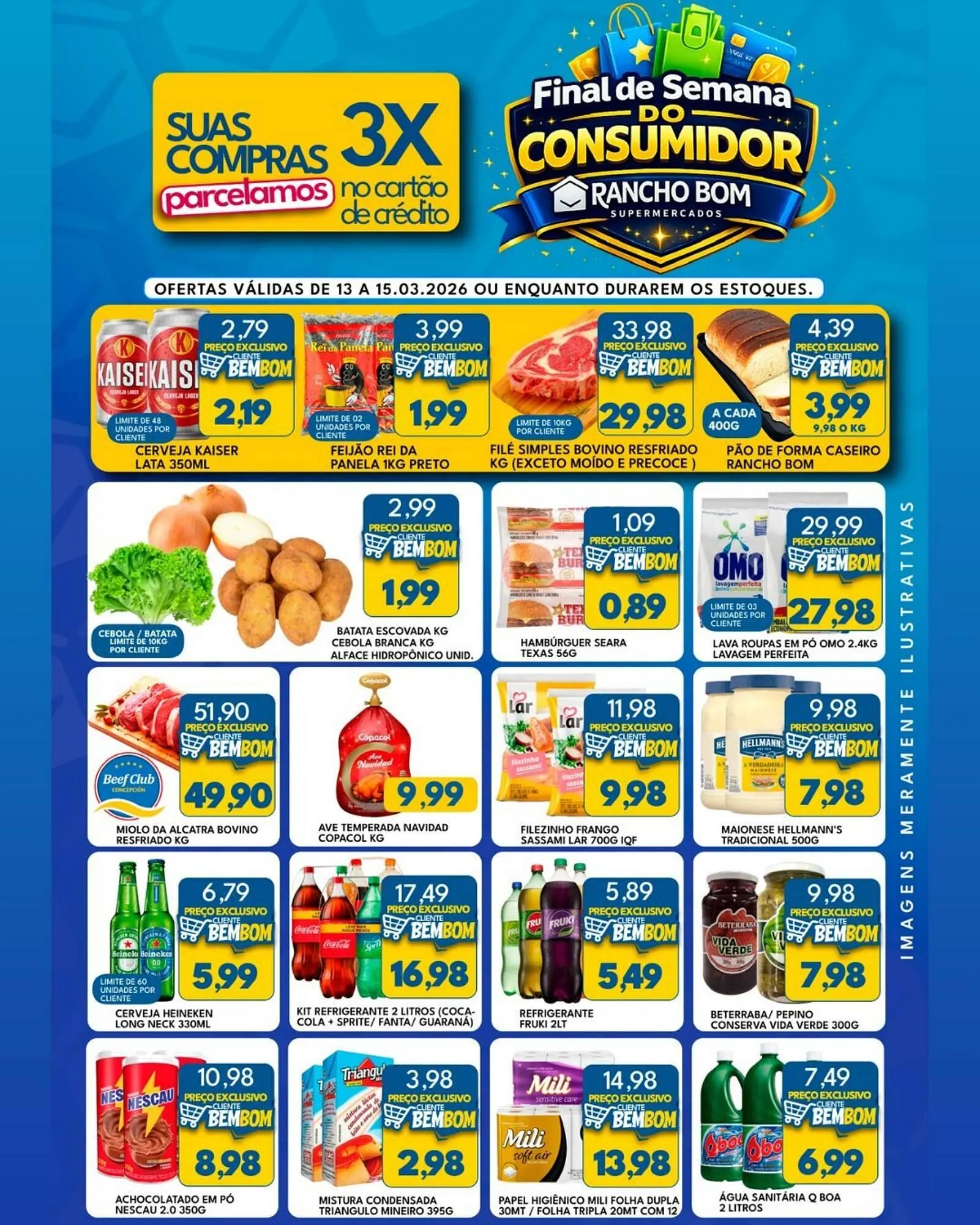 Encarte de Catálogo Rancho Bom Supermercados 13 de março até 15 de março 2026 - Pagina 1