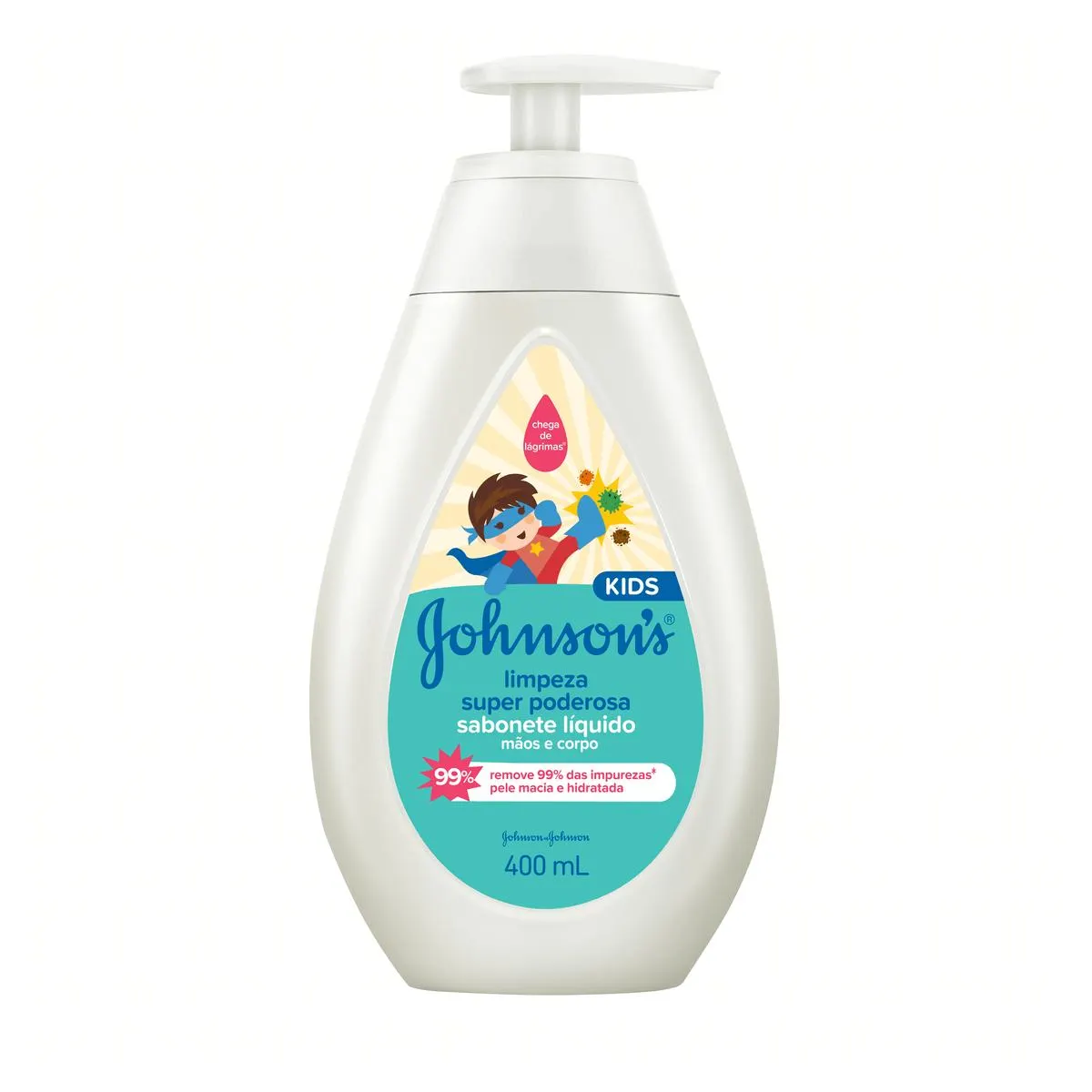 Sabonete Líquido Limpeza Super Poderosa Mãos e Corpo Johnson's Kids Frasco 400ml
