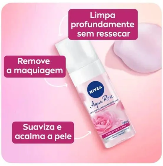 Mousse Nivea Limpeza Facial Aqua Rose 150ml