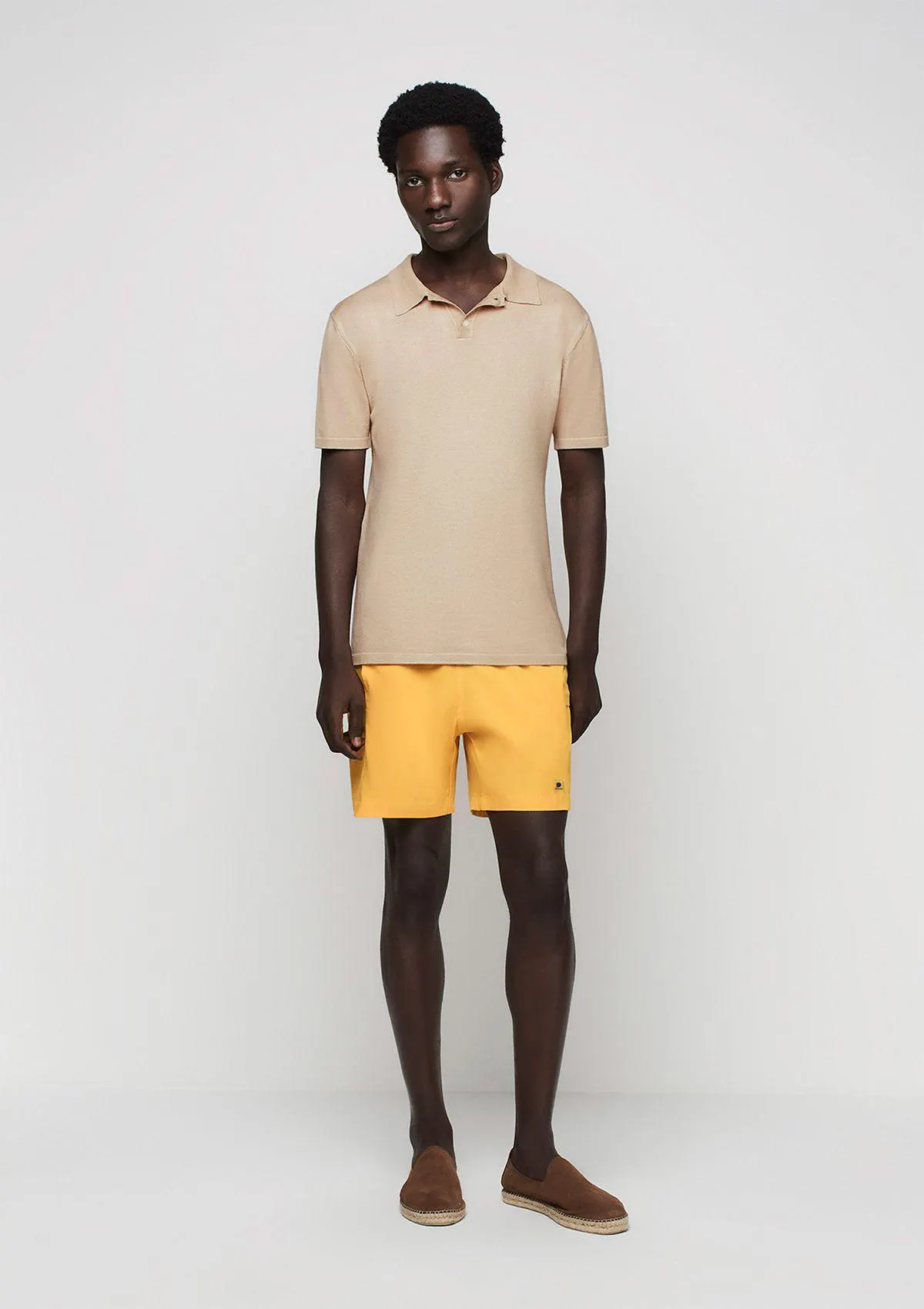 Camisa Polo Masculina Em Tricô - Marrom