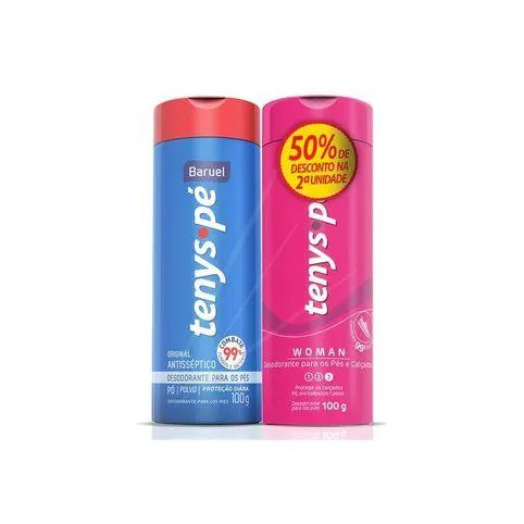 Kit Talco Tenys Pe Baruel Po Original 100g e ganhe 50% Tenys Pe Baruel Po Woman 100g