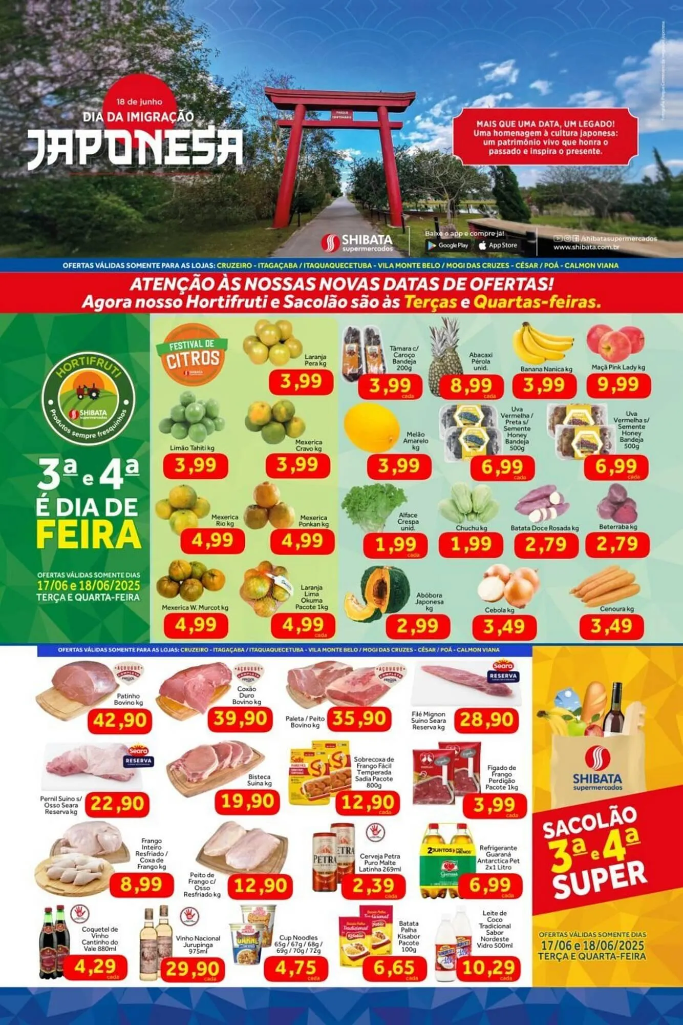 Encarte de Catálogo Shibata Supermercados 16 de junho até 18 de junho 2025 - Pagina 1