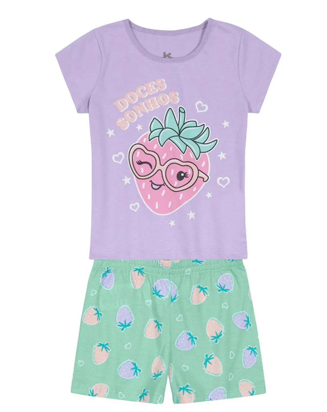 Pijama brilha no escuro de malha infantil menina Brandili