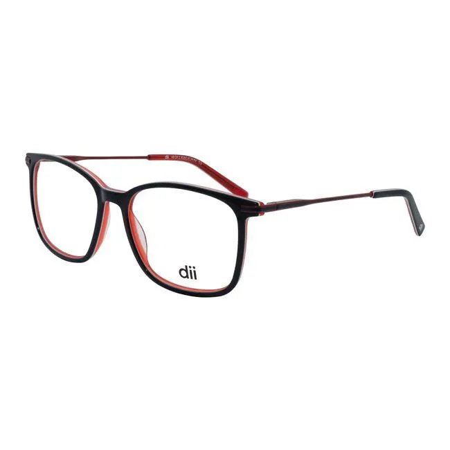 Armação de Óculos de Grau Masculino Dii Collection Quadrado 4060 Cor Preto com Vermelho