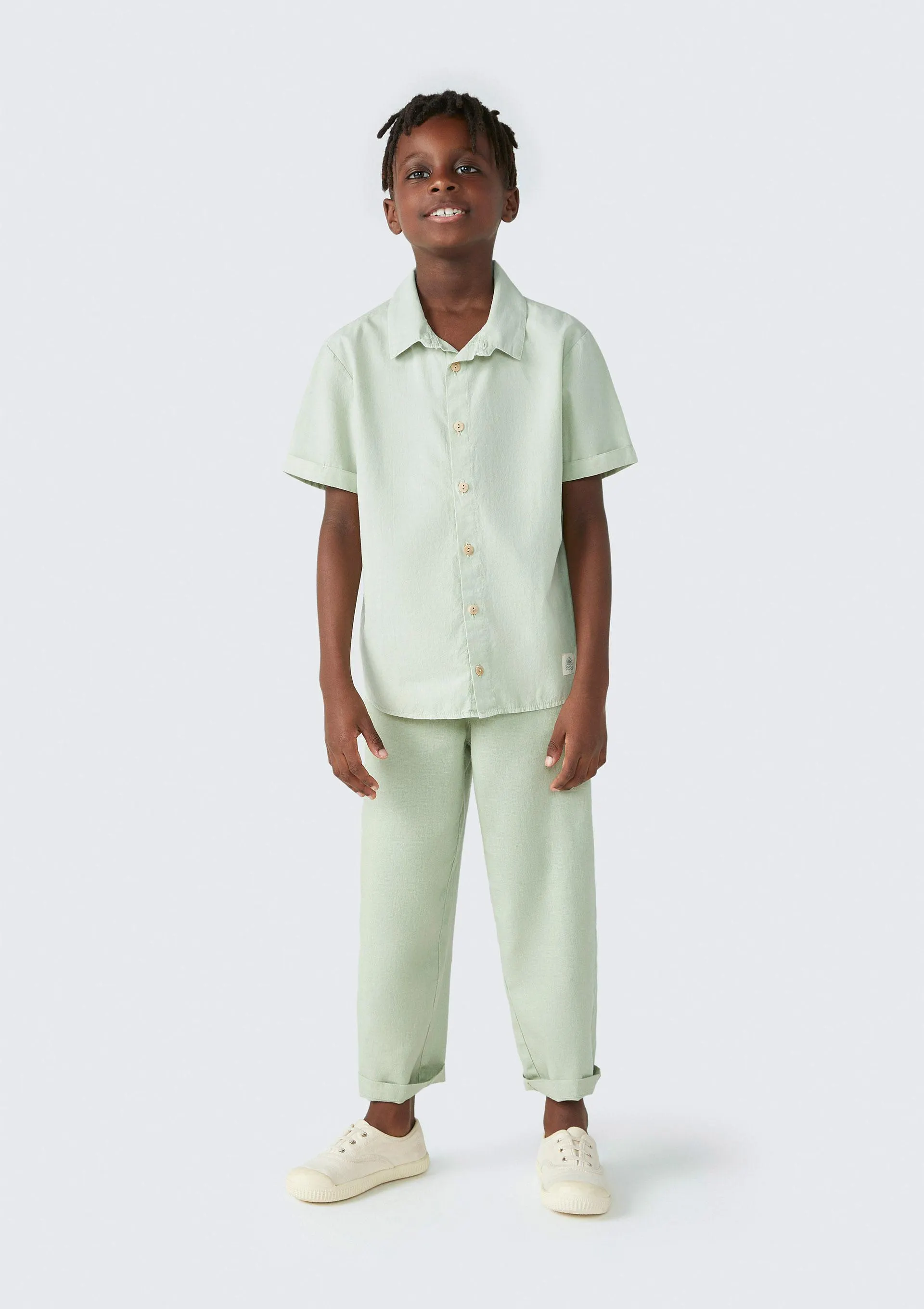 Calça Infantil Menino Tradicional Com Linho - Verde