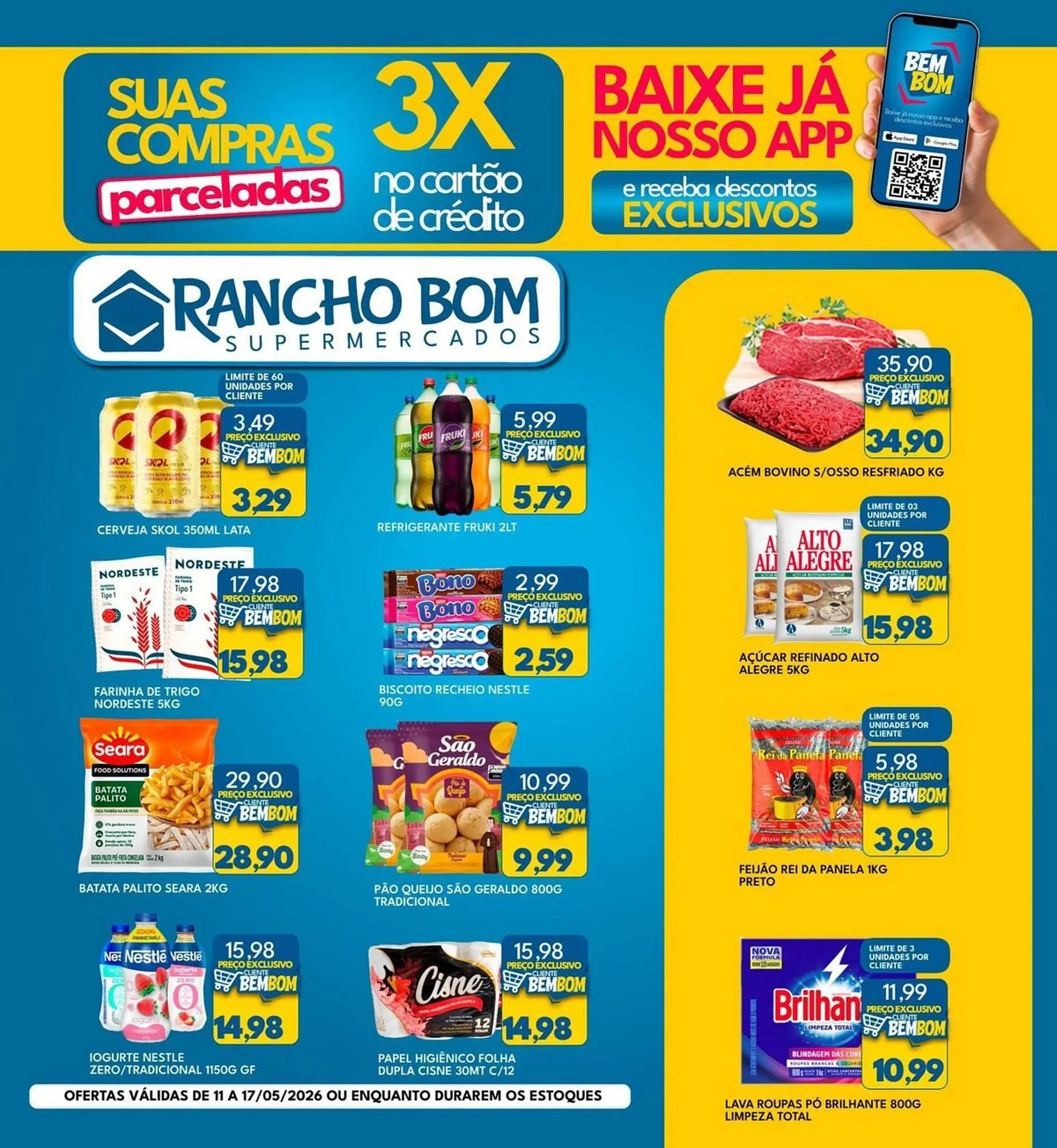 Encarte de Catálogo Rancho Bom Supermercados 11 de maio até 17 de maio 2026 - Pagina 1